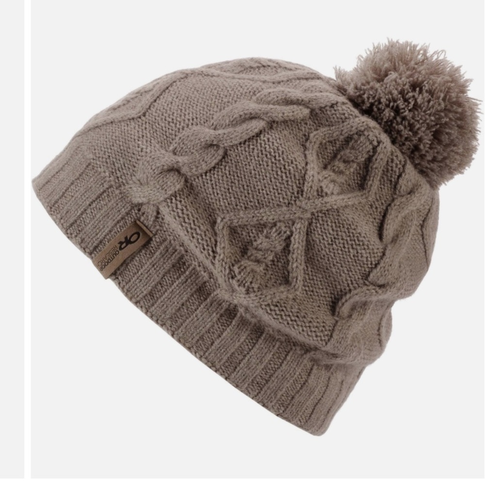 Outdoor Research Windstopper lodgeside beanie winter hat Pom Pom NEW walnut O/S